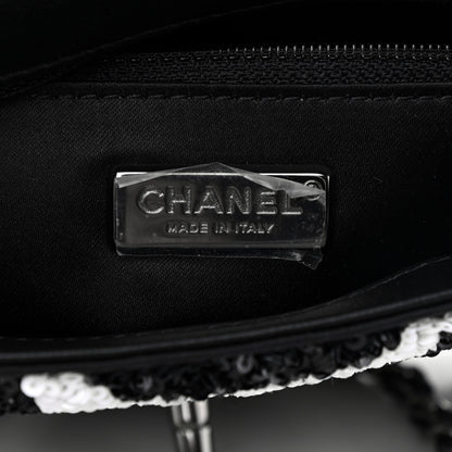 Chanel Sequin Mini Rectangular Flap Black White 6 of 9