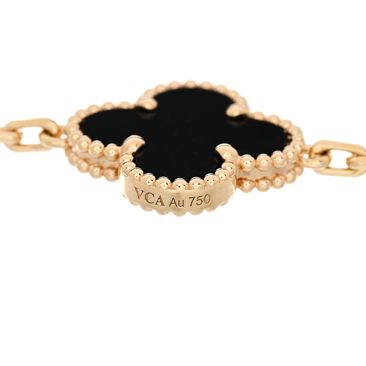 Van Cleef & Arpels 18K Yellow Gold Black Onyx 5 Motifs Vintage Alhambra Bracelet 3 of 5