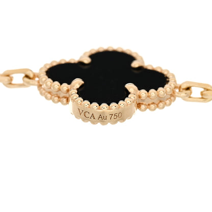 Van Cleef & Arpels 18K Yellow Gold Black Onyx 5 Motifs Vintage Alhambra Bracelet 3 of 5
