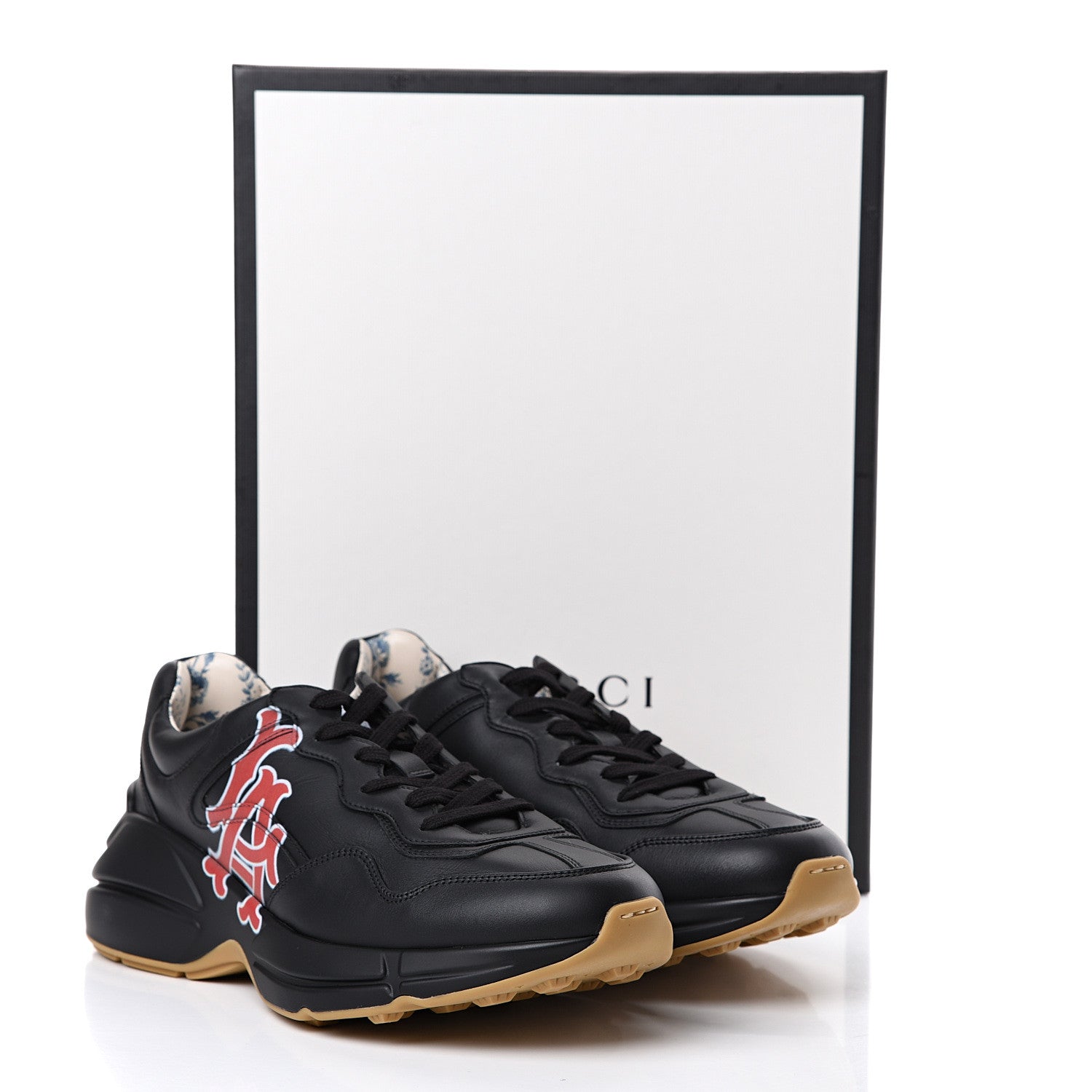 Gucci X MLB Calfskin LA Dodgers Mens Rhyton Sneakers 8.5 Black 9 of 9