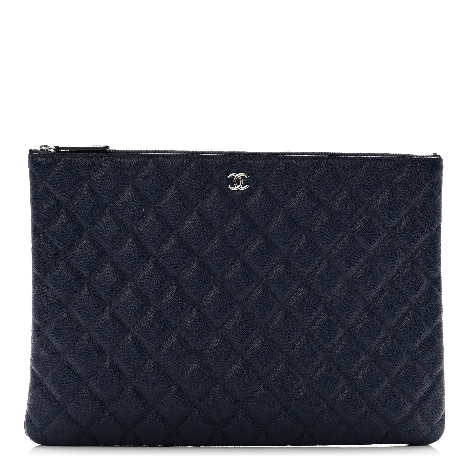 Chanel Caviar Quilted Large Cosmetic Case Navy 1 of 10