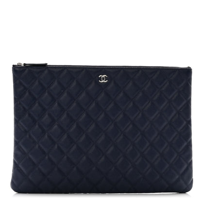 Chanel Caviar Quilted Large Cosmetic Case Navy 1 of 10