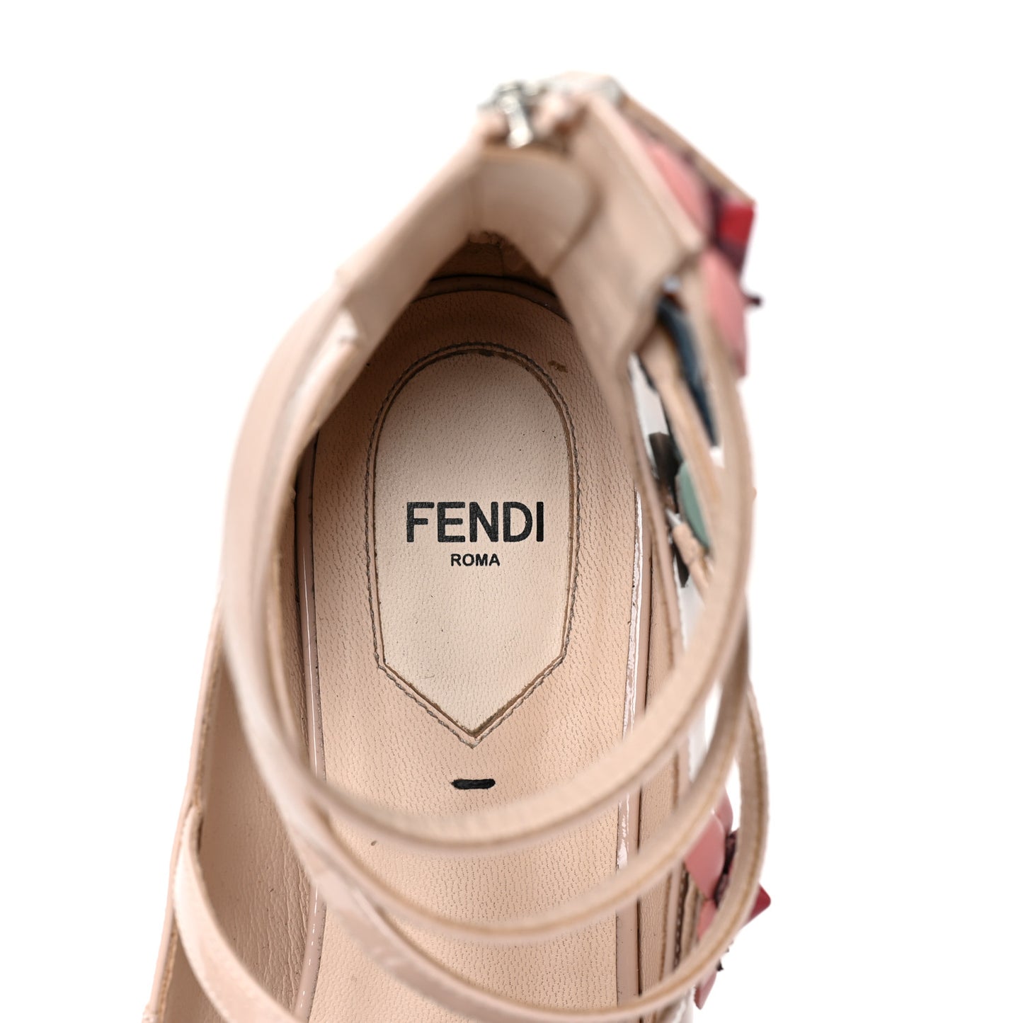 Patent Flowerland Strappy Flats 38.5 Nude