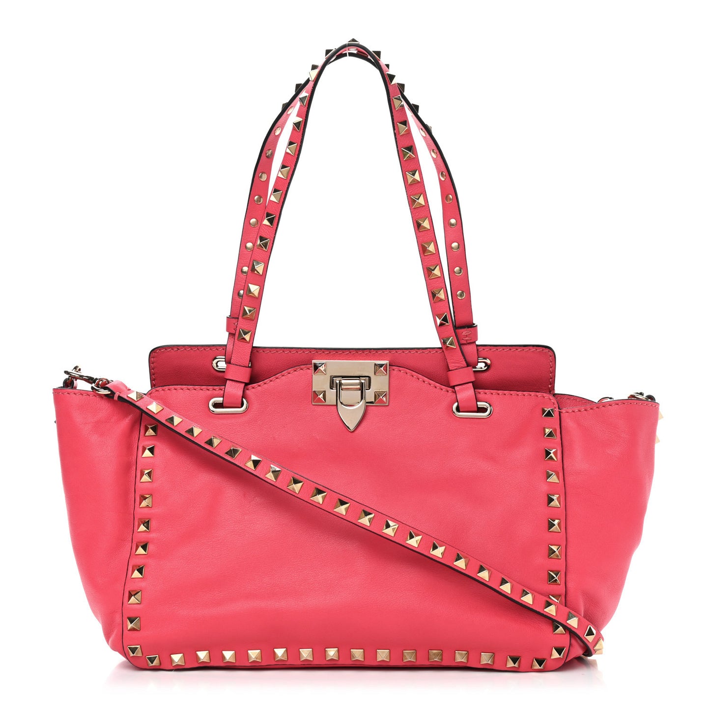 Vitello Small Rockstud Tote Raspberry