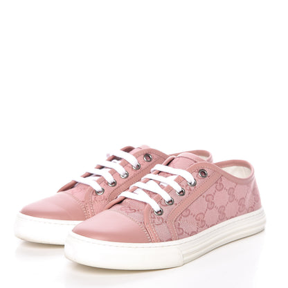 Gucci GG Monogram Calfskin Womens Low Top Sneakers 35 Pink Soft Pink 3 of 15