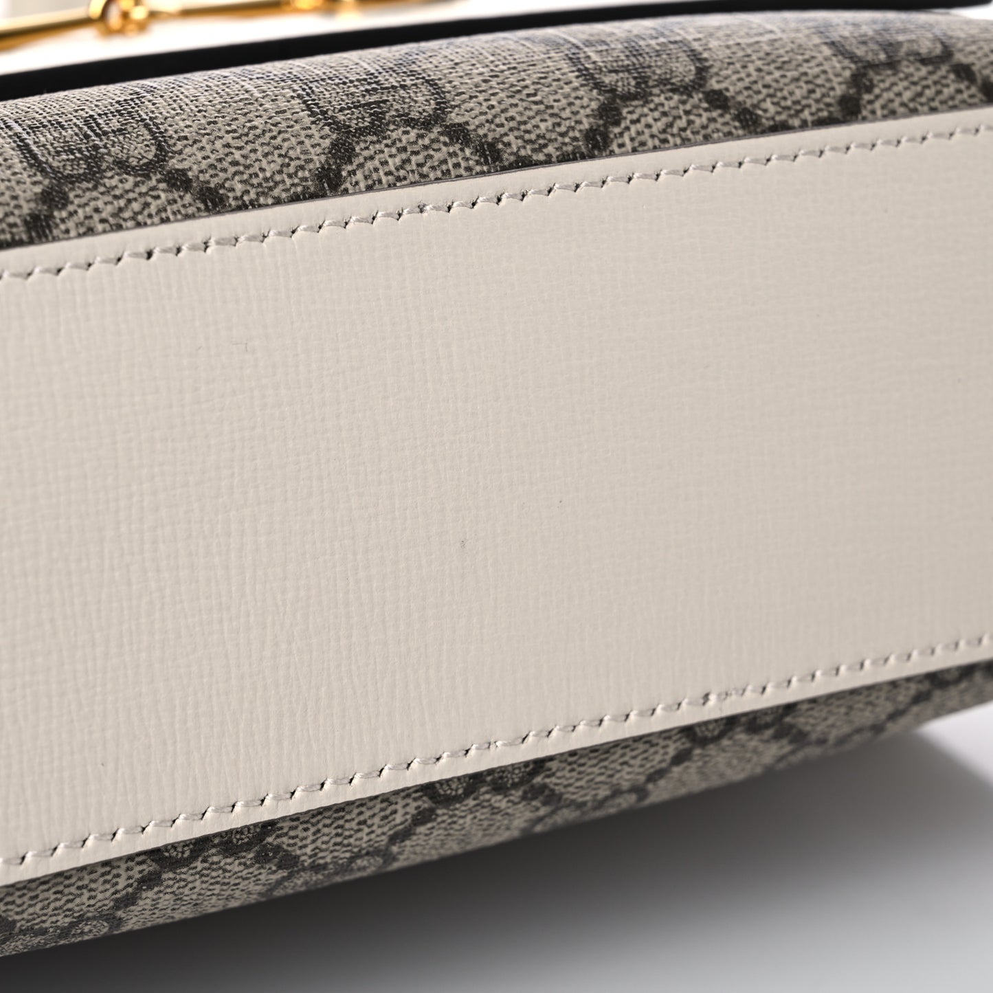 GG Supreme Monogram Small Horsebit 1955 Shoulder Bag Beige Mystic White