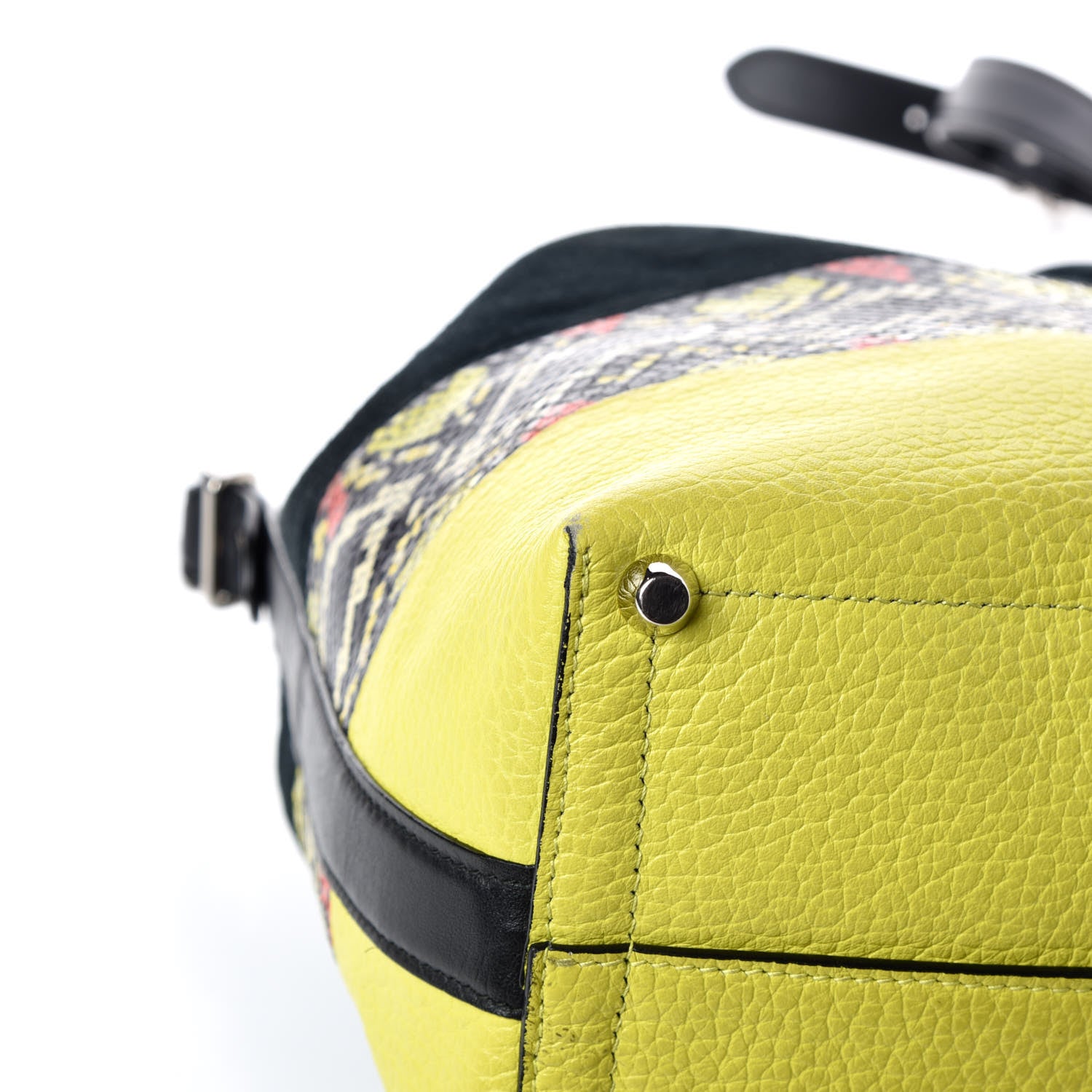 Proenza Schouler Smooth Leather Elaphe Snakeskin Patchwork Medium Bucket Bag Charteuse 14 of 15
