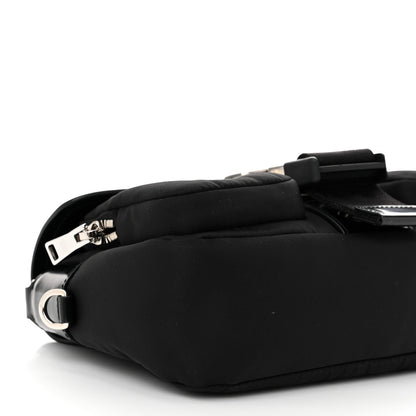 Prada Re-Nylon Spazzolato Double Pocket Buckle Shoulder Bag Black 9 of 10