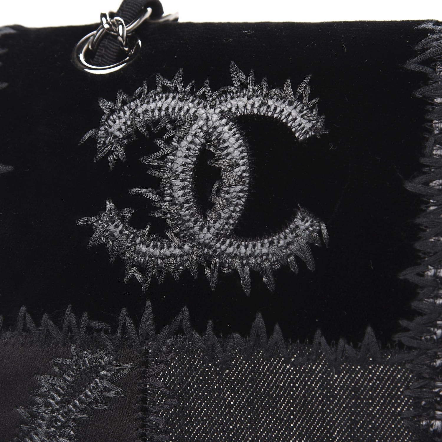 Chanel Tweed Patchwork Jumbo Single Flap Black 8 of 10
