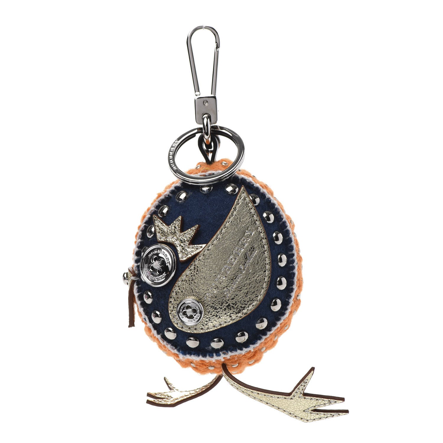 Burberry Calfskin Wool Cashmere Studded Mabel Derek The Bird Bag Charm Clementine Multicolor 3 of 4