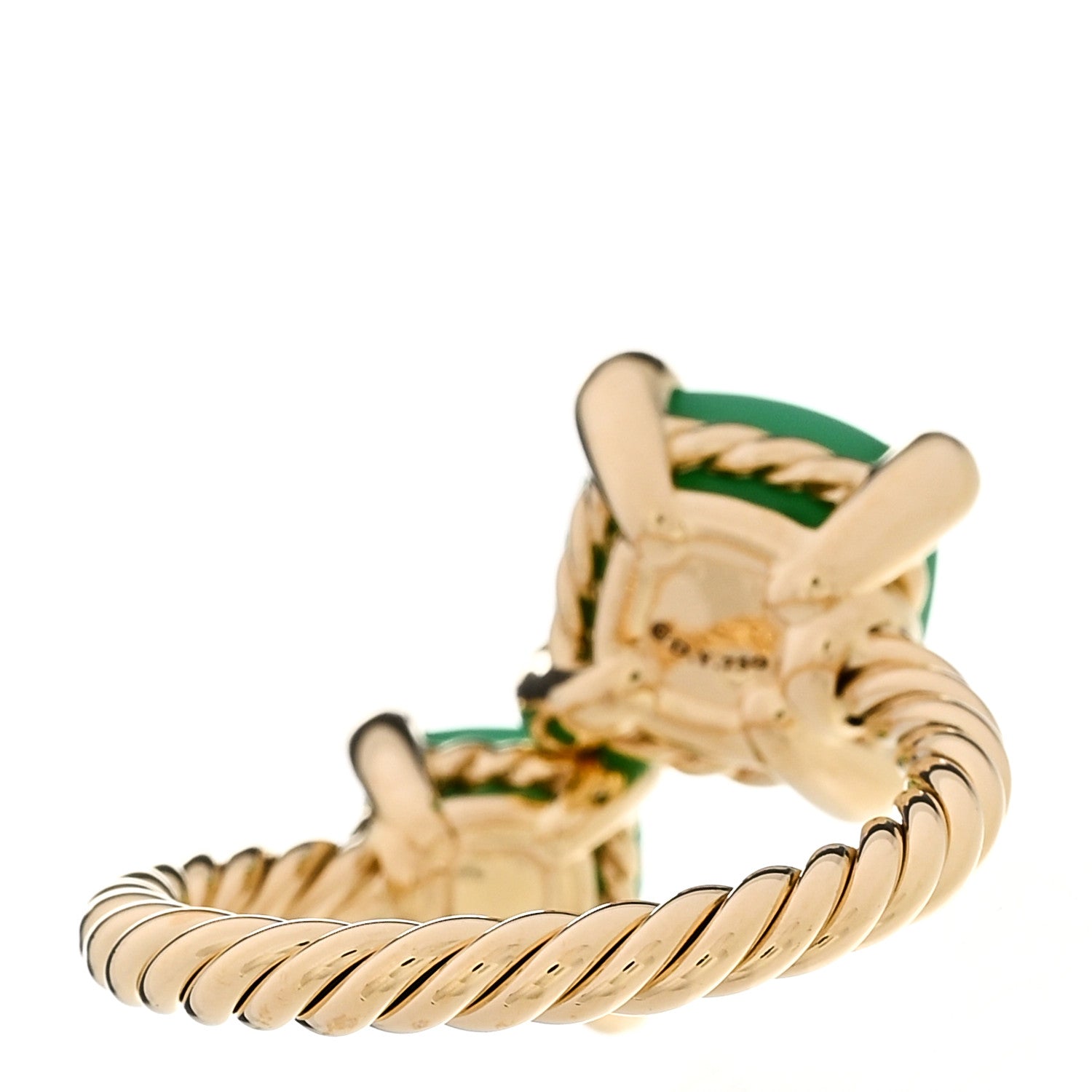 David Yurman 18K Yellow Gold Diamond Chrysoprase Chatelaine Bypass Ring 51 5.75 4 of 6