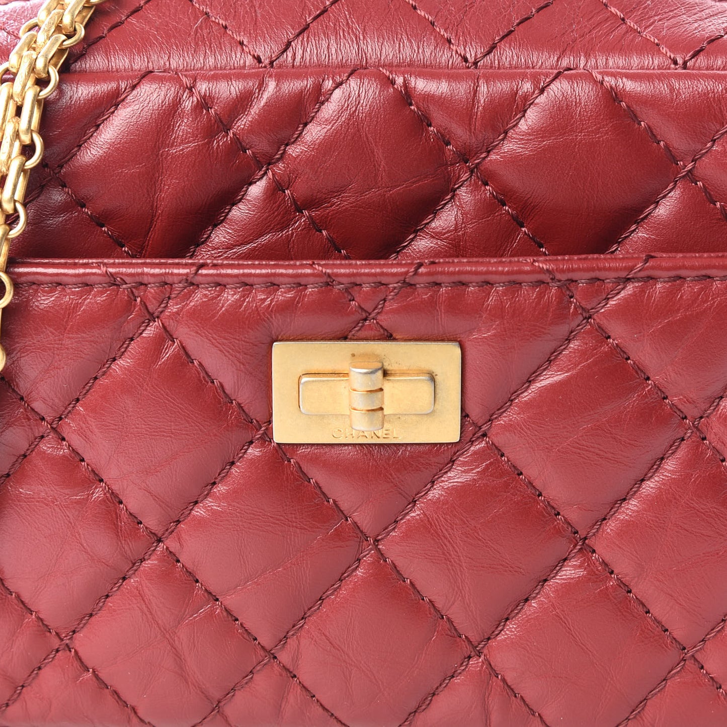 Aged Calfskin Quilted Mini Reissue Camera Case Red