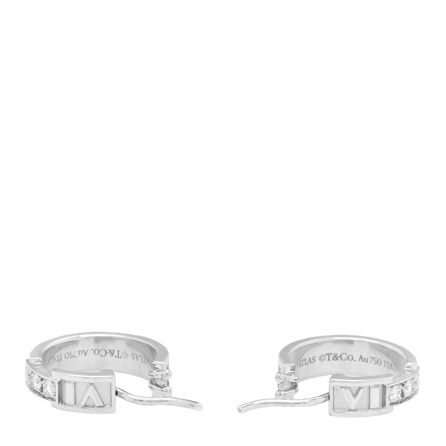 18K White Gold Diamond Atlas Hoop Earrings