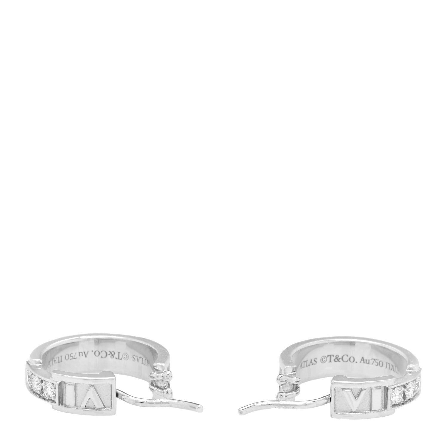 Tiffany 18K White Gold Diamond Atlas Hoop Earrings 4 of 5