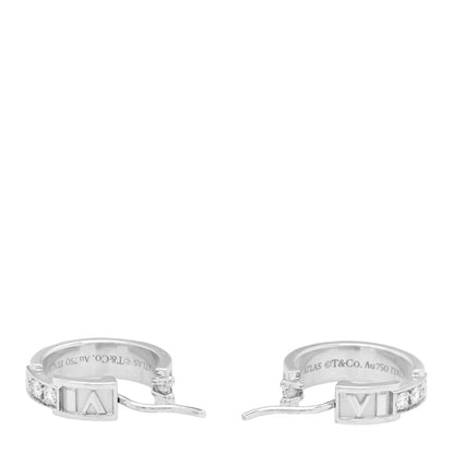 Tiffany 18K White Gold Diamond Atlas Hoop Earrings 4 of 5