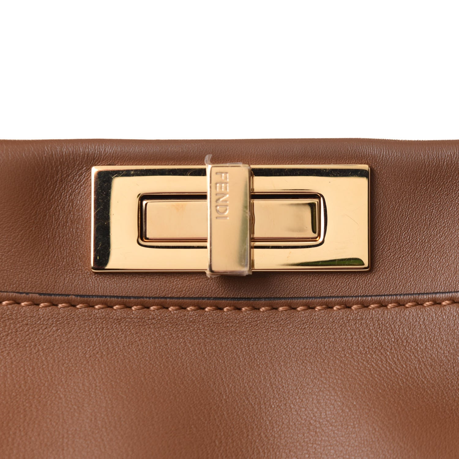 Fendi Calfskin Lace Up Large Peekaboo Iconic Satchel Cognac 9 of 17