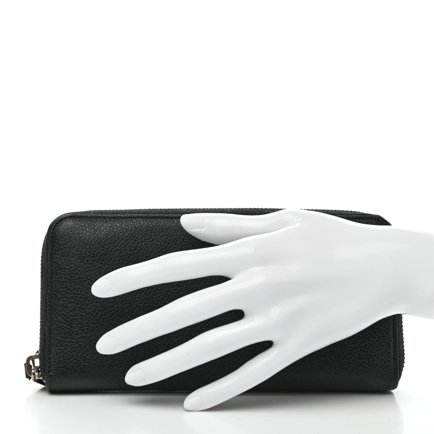 Saint Laurent Grained Calfskin Rive Gauche Zip Around Wallet Black 2 of 8