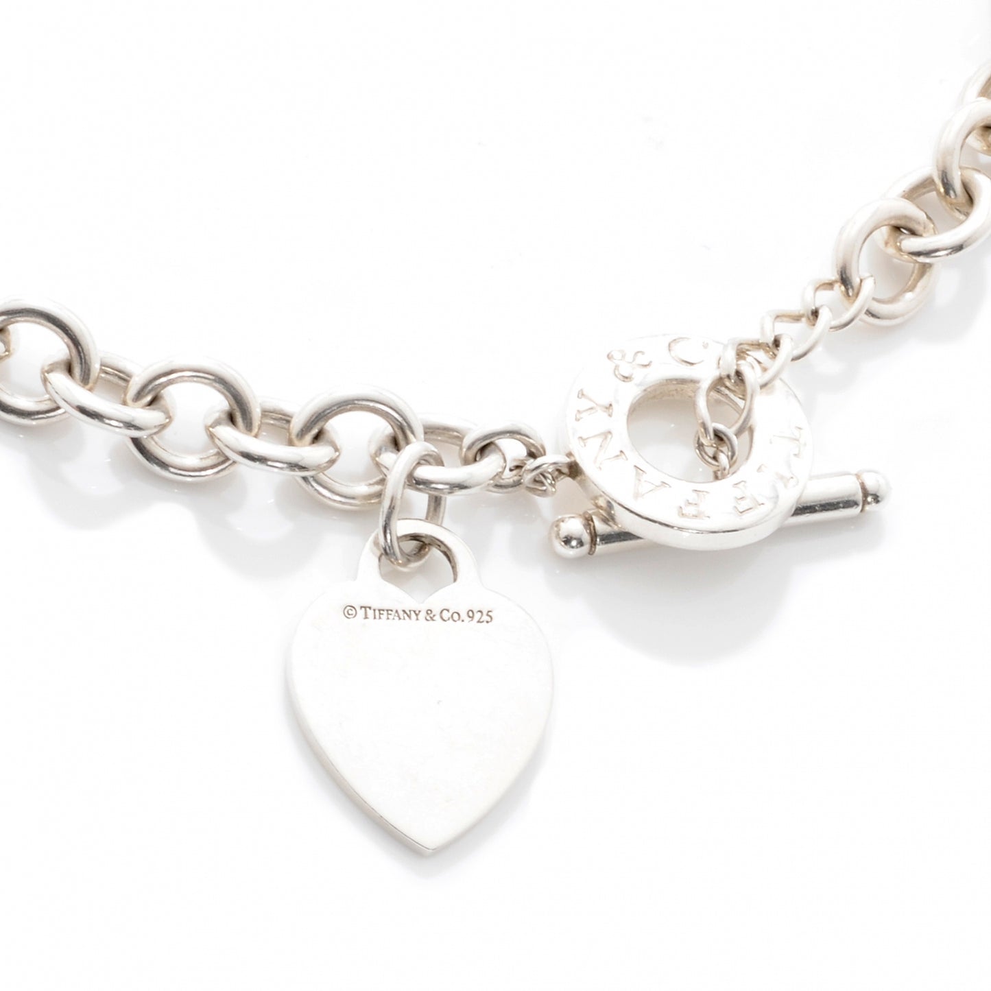 Sterling Silver Heart Tag Toggle Necklace