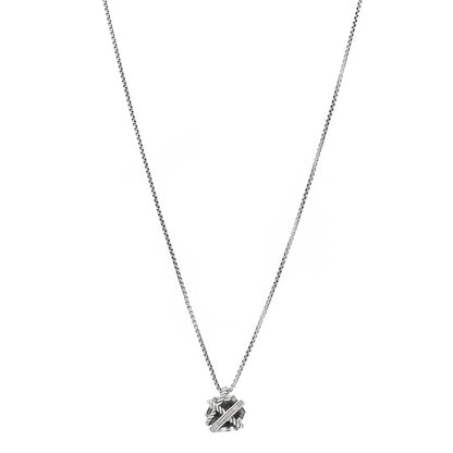 David Yurman Sterling Silver Diamond Prasiolite 10mm Petite Cable Wrap Pendant Necklace 1 of 5