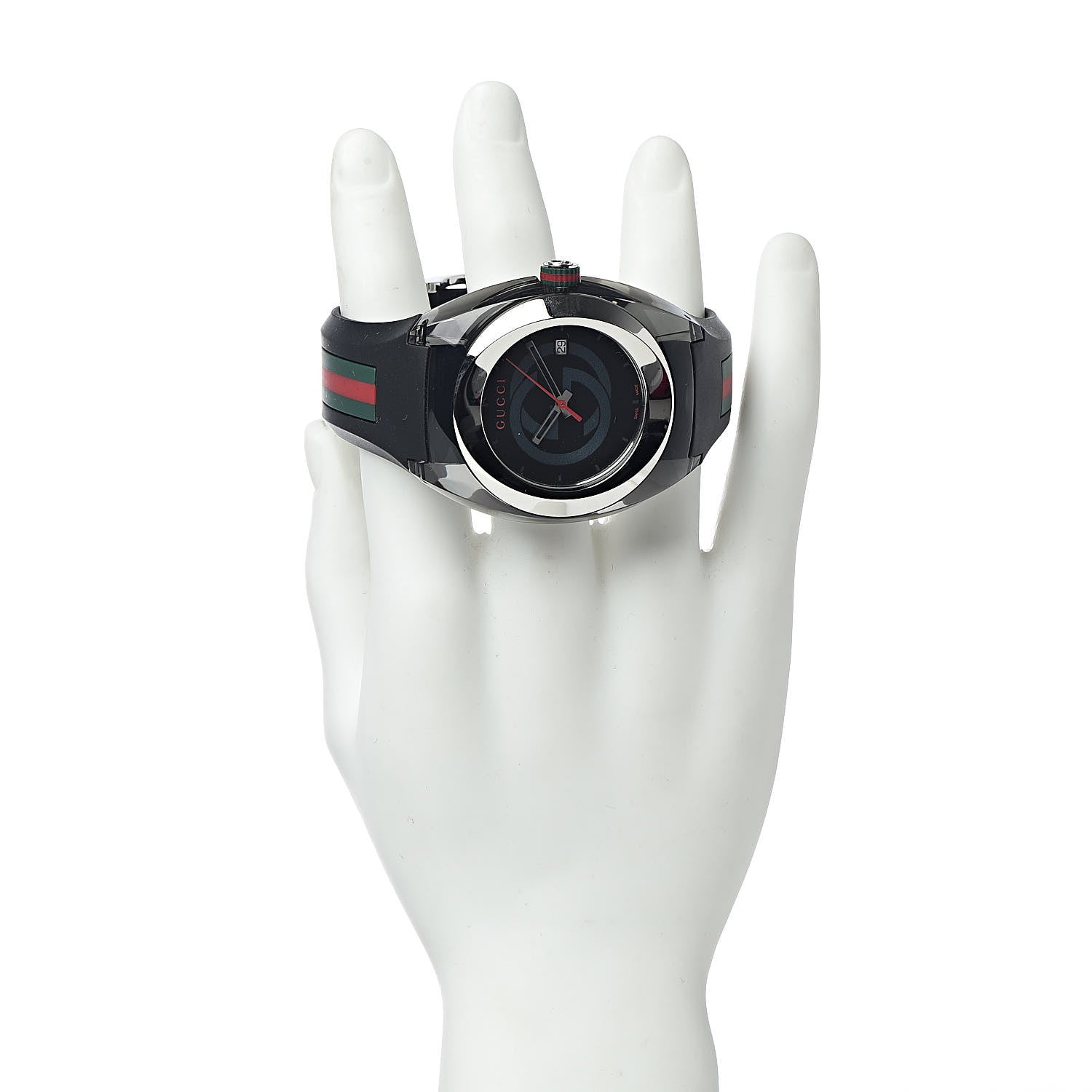 Gucci Stainless Steel Rubber 46mm Sync Web Quartz Watch Black 2 of 6