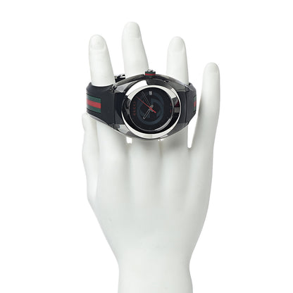 Gucci Stainless Steel Rubber 46mm Sync Web Quartz Watch Black 2 of 6
