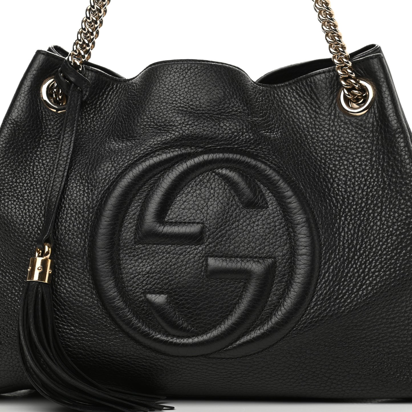 Pebbled Calfskin Medium Soho Chain Shoulder Bag Black