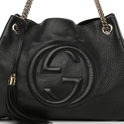 Gucci Pebbled Calfskin Medium Soho Chain Shoulder Bag Black 15 of 17