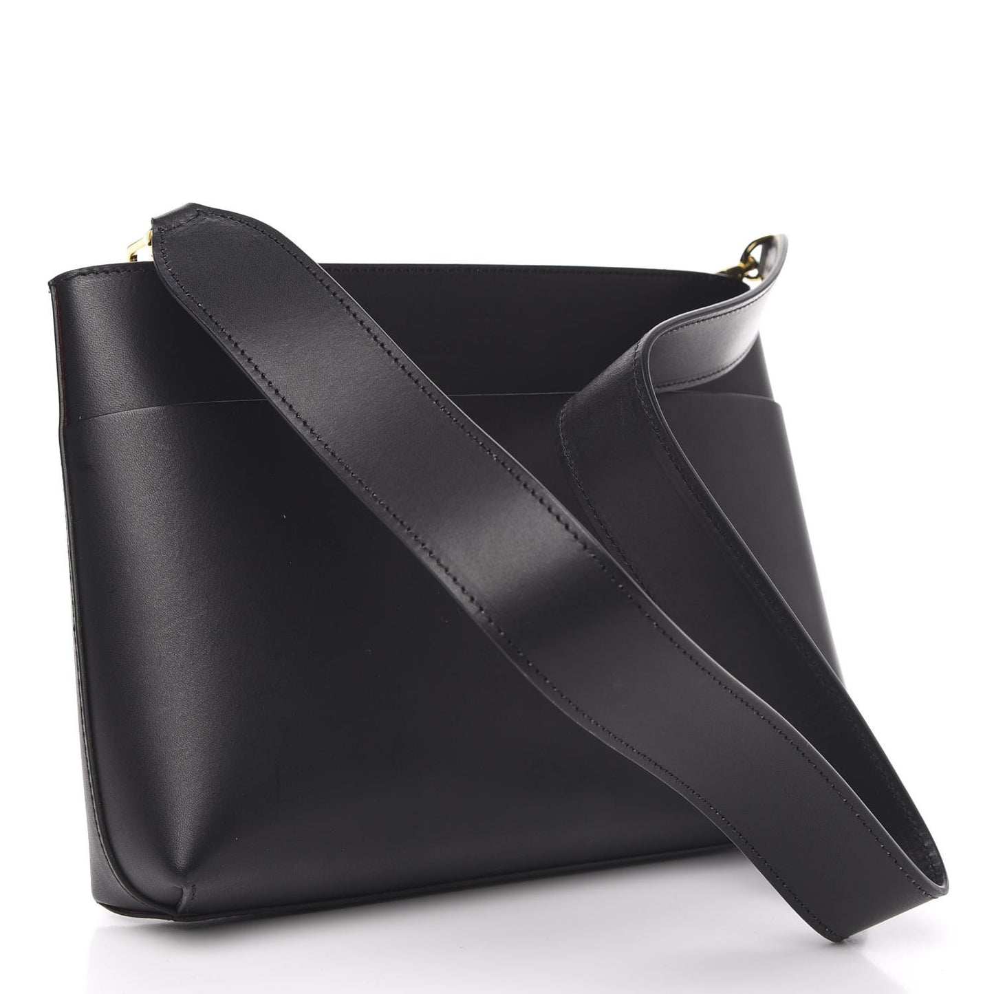 Calfskin Logo Debossed Bag Black