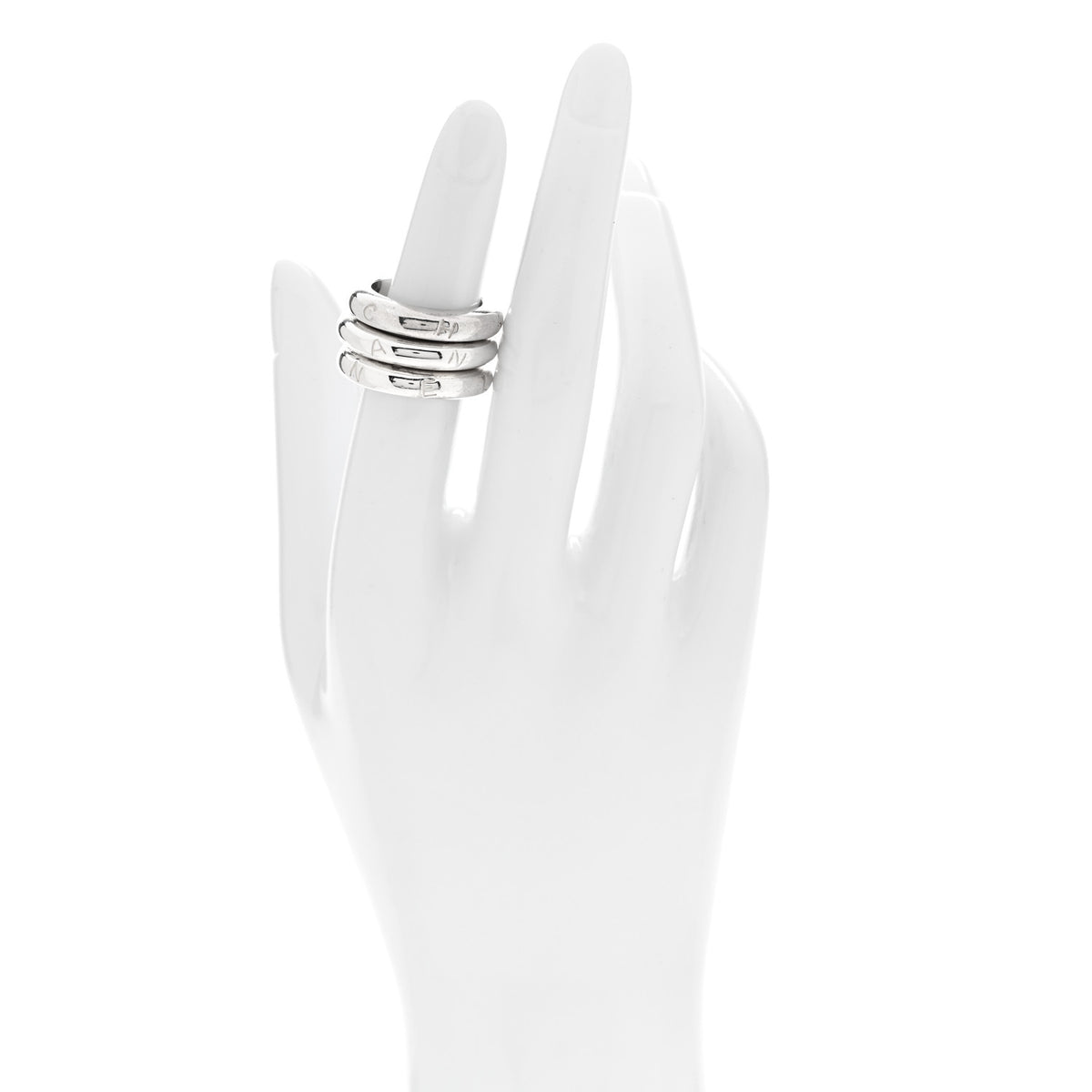 Chanel Sterling Silver Logo Set of 3 Stacking Rings 52 6 2 of 5