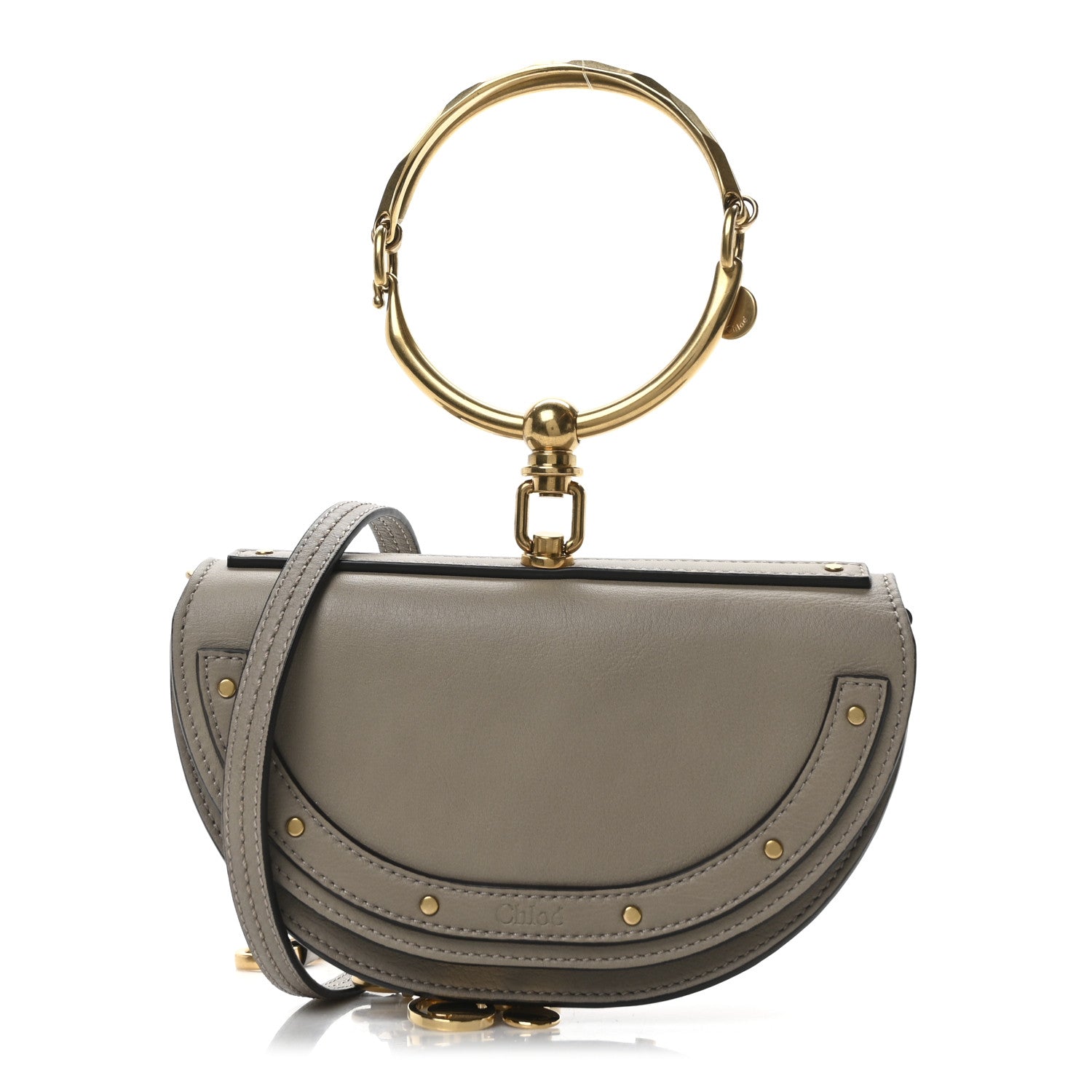 Chloe Calfskin Small Nile Bracelet Minaudiere Bag Motty Grey 1 of 10