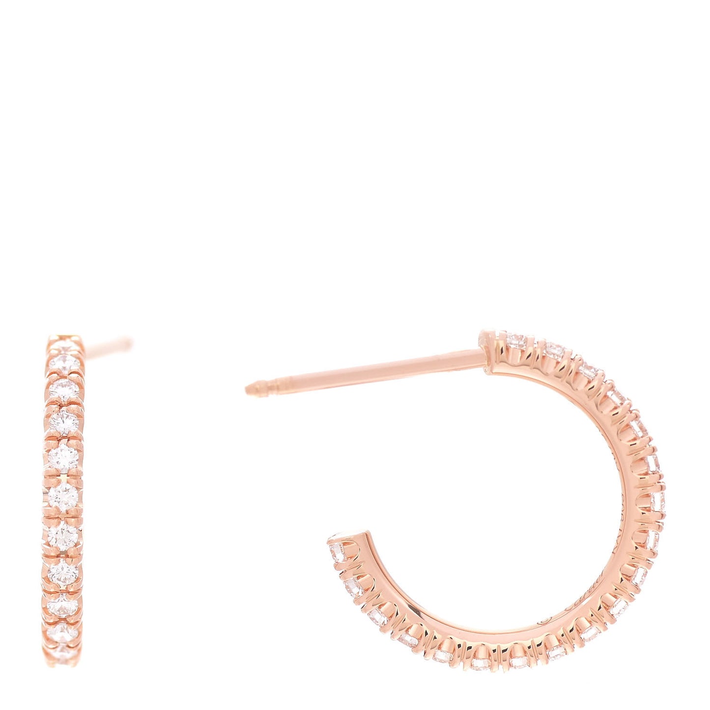 18K Pink Gold Diamond SM Etincelle De Cartier Hoop Earrings