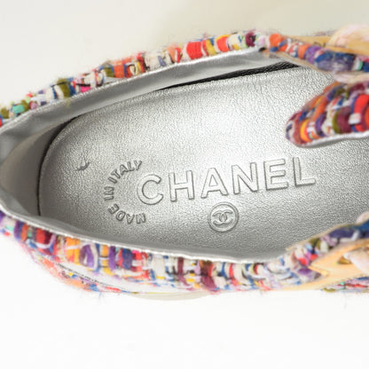 Chanel Tweed Lambskin Runway Sneakers 36.5 Argent Gold 6 of 7