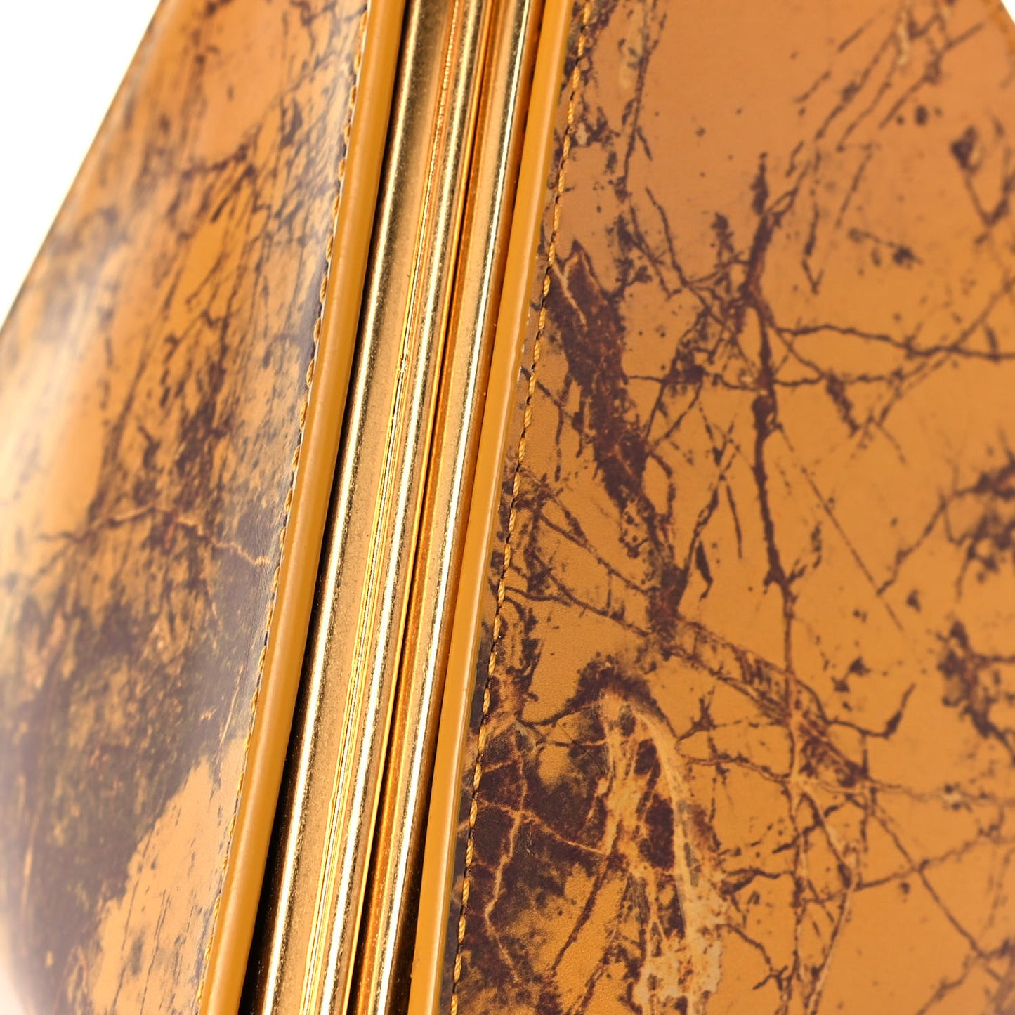 Spazzolato Calfskin Pyramid Bag Gold Marble