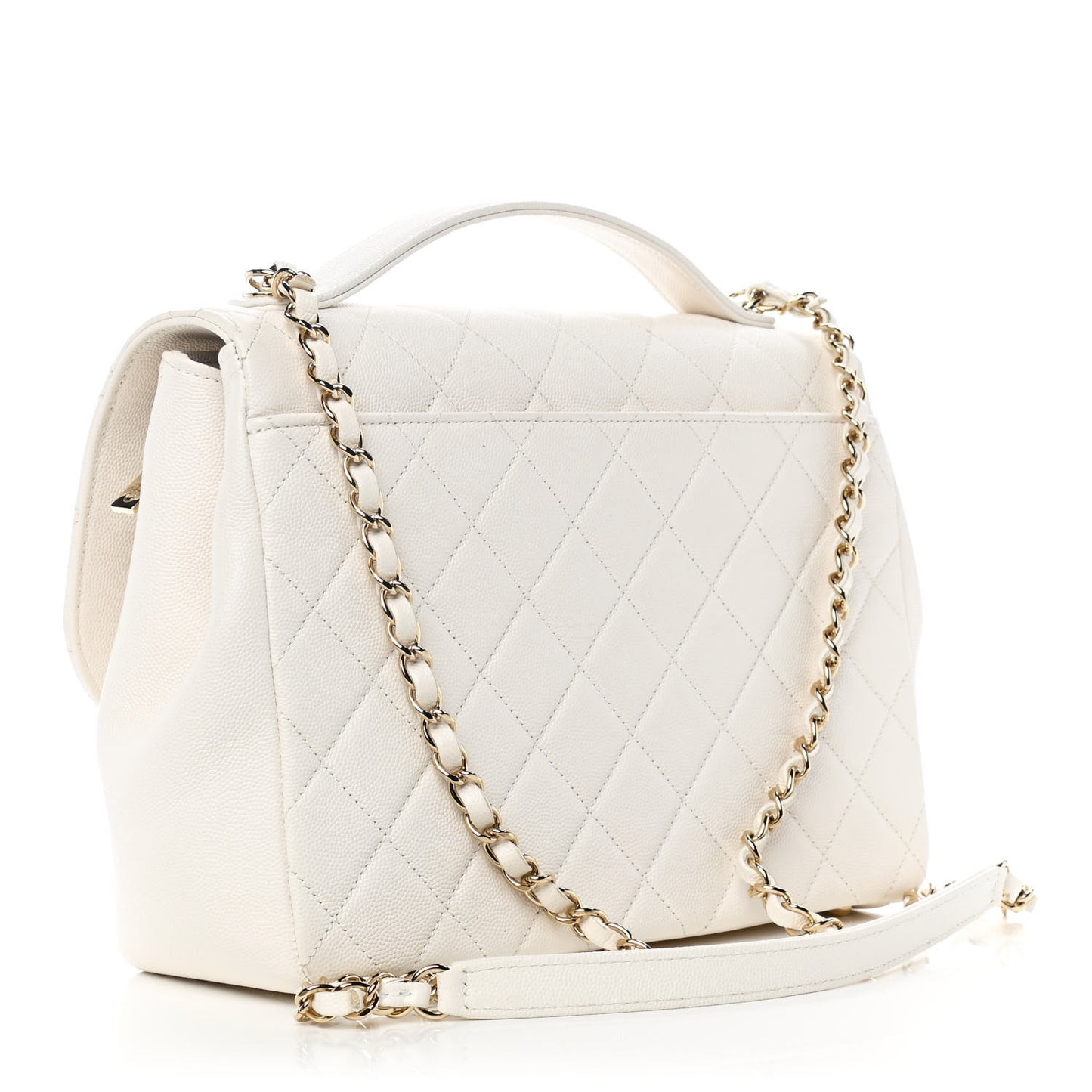 Caviar Quilted Large Business Affinity Flap White