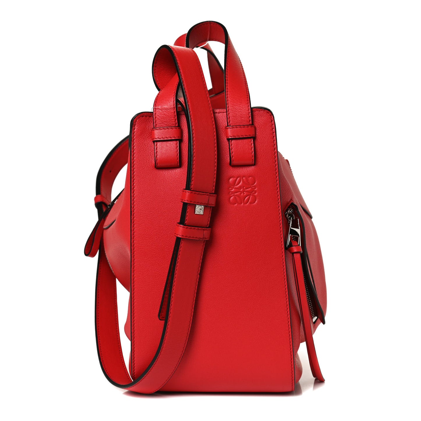 Grained Calfskin Small Hammock Shoulder Bag Scarlet Red