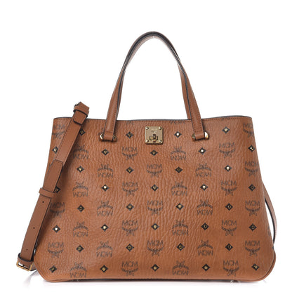 MCM Visetos Studded Medium Tote Cognac 1 of 13