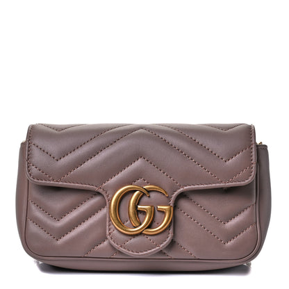 Gucci Calfskin Matelasse Super Mini GG Marmont Shoulder Bag Porcelain Rose 1 of 4