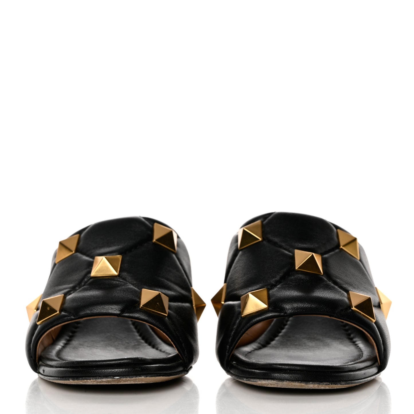 Nappa Quilted Roman Stud 65mm Slide Sandals 38.5 Black