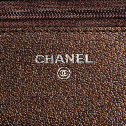 Chanel Iridescent Goatskin Quilted Wallet On Chain WOC Bronze 6 of 8