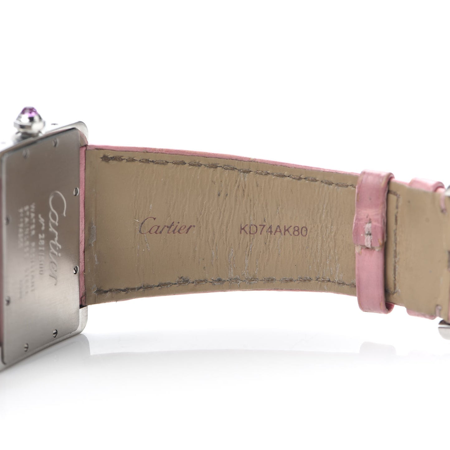 Stainless Steel Crocodile Mother of Pearl 38mm Tank Divan Quartz Watch Pink