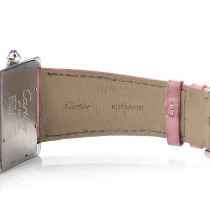 Cartier Stainless Steel Crocodile Mother of Pearl 38mm Tank Divan Quartz Watch Pink 6 of 6