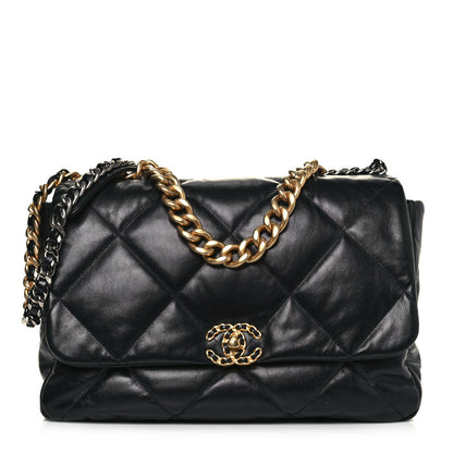 Chanel Goatskin Quilted Maxi Chanel 19 Flap Black 1 of 15