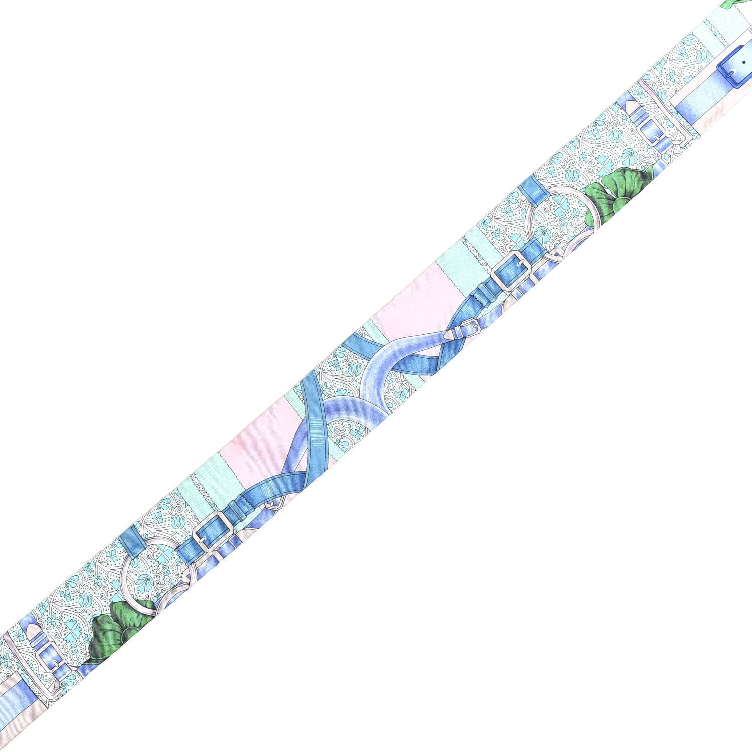 Hermes Silk Grand Manege Fleuri Twilly Rose Pale Turquoise Parme 5 of 5