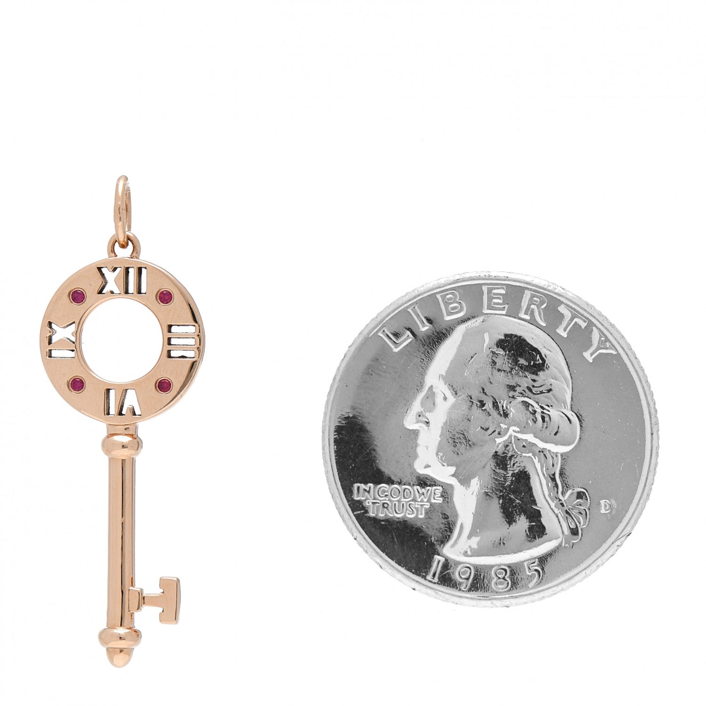 18K Rose Gold Ruby Atlas Pierced Key Pendant