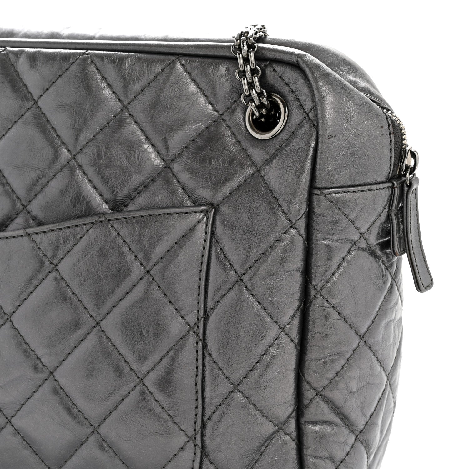 Chanel Metallic Aged Calfskin Quilted Large Reissue Camera Case