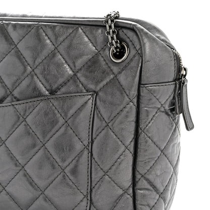 Chanel Metallic Aged Calfskin Quilted Large Reissue Camera Case Silver 12 of 13