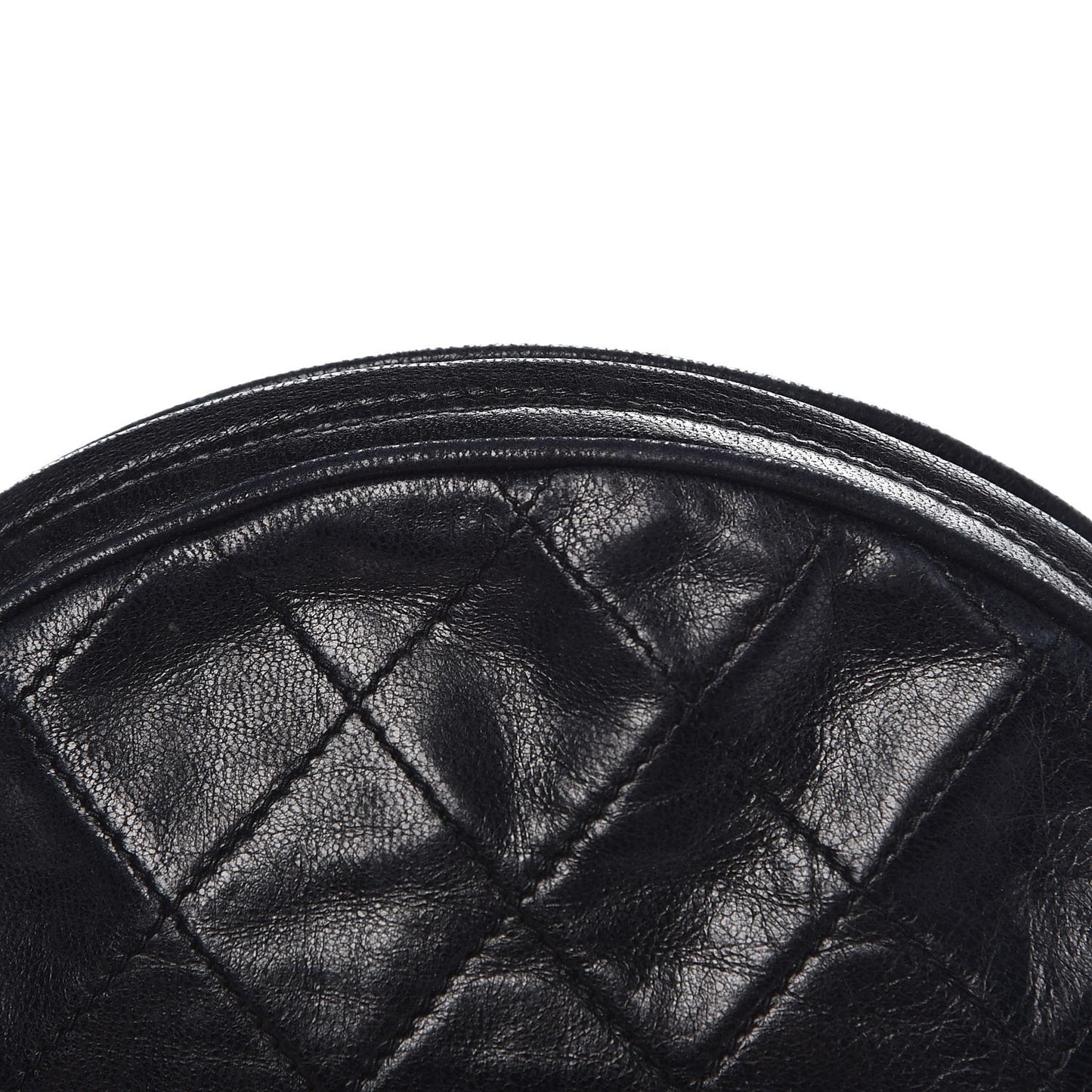 Lambskin Quilted Round Tassel Crossbody Bag Black