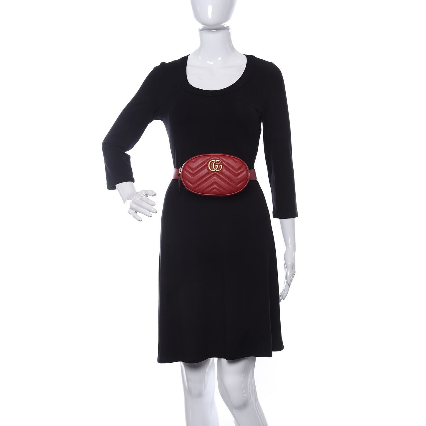 Calfskin Matelasse GG Marmont Belt Bag 95 38 Hibiscus Red