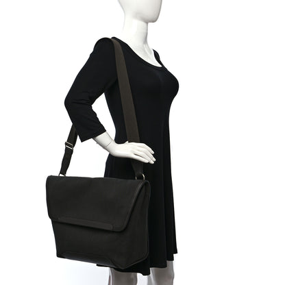 Hermes Toile Officier Sombrero Alleretour Messenger Vert Fonce Ebene 2 of 9