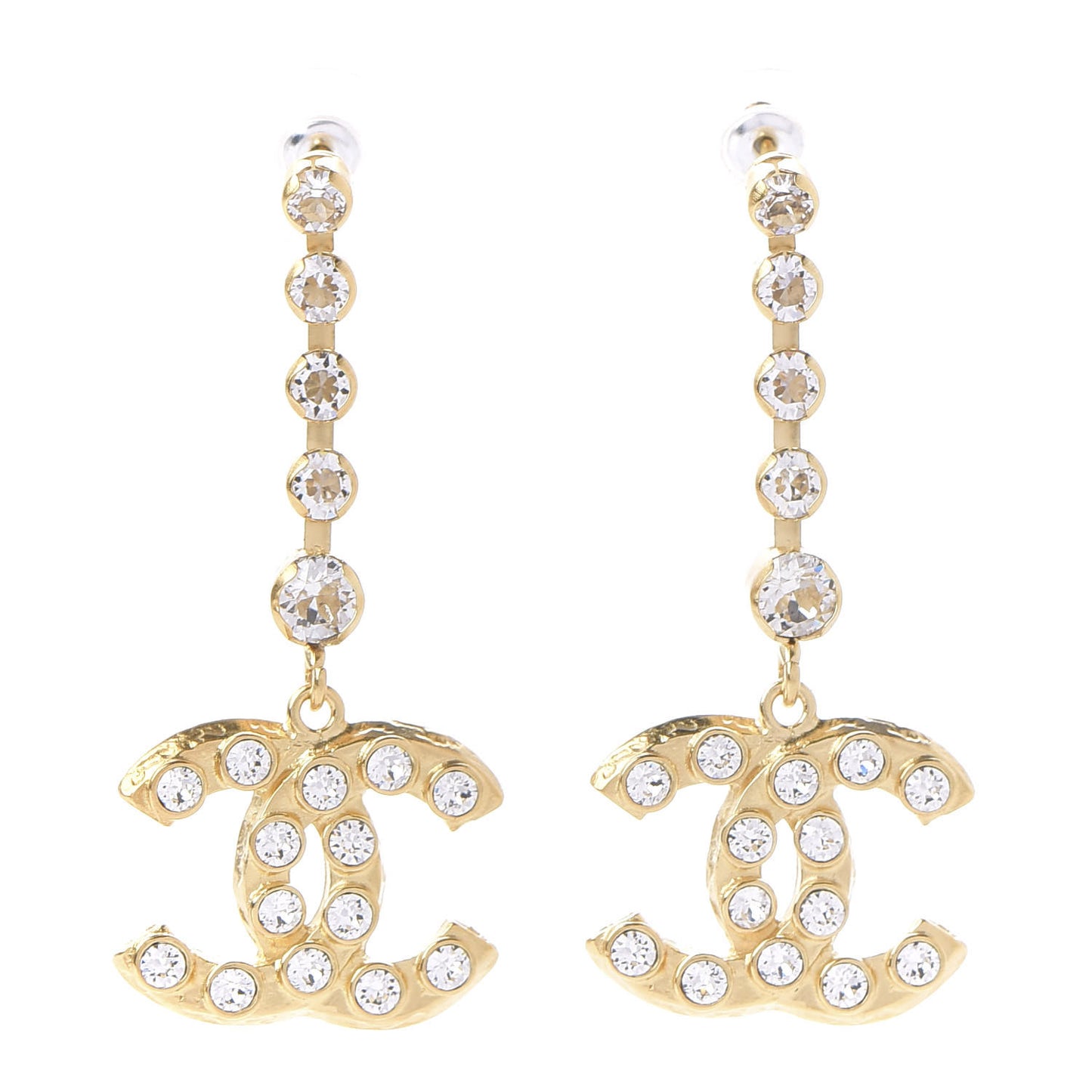 CC Crystal Drop Earrings Gold